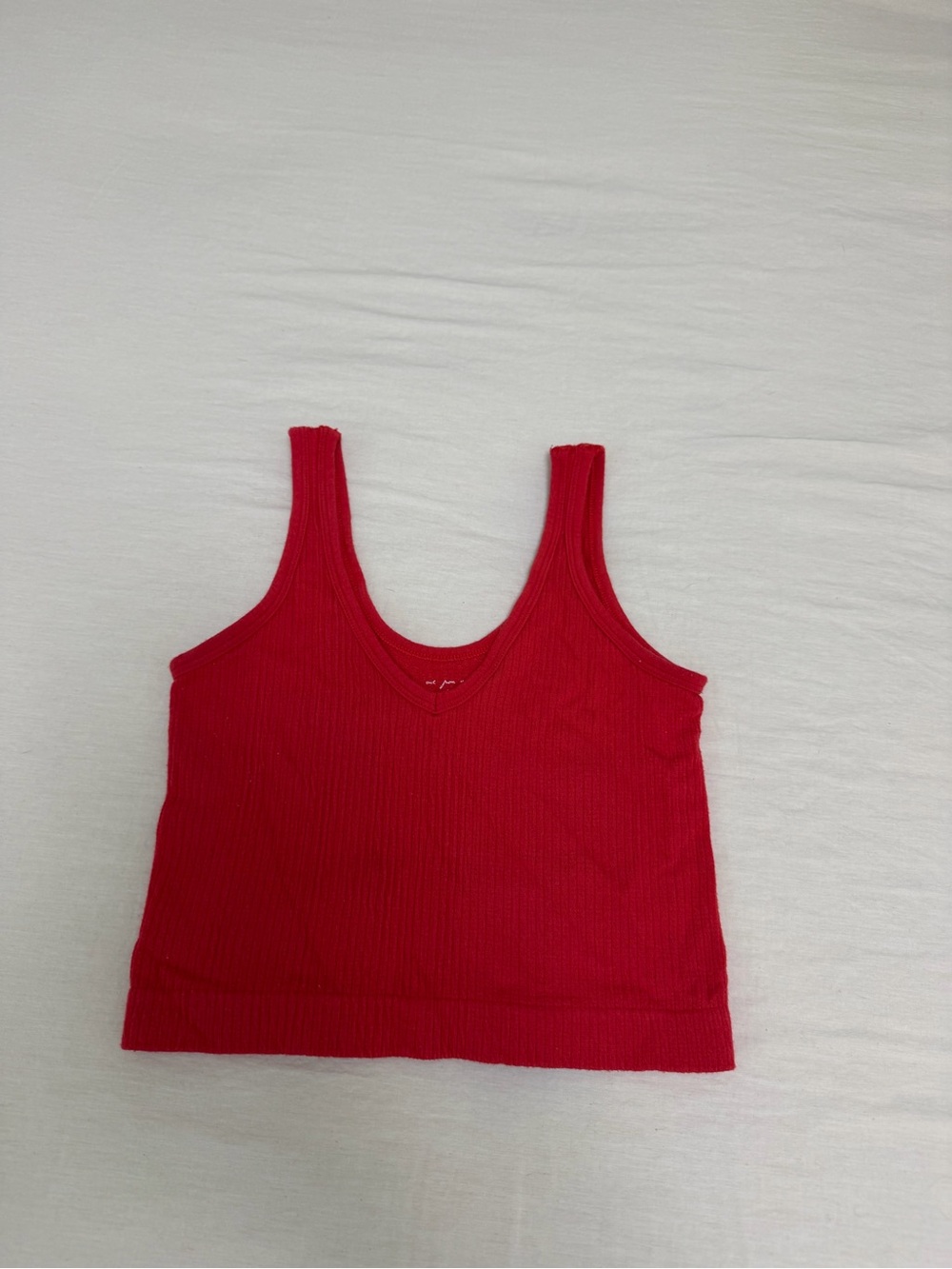 Urban Outfitters Red Ribbed Scoop Neck Tank
